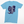 Load image into Gallery viewer, A light blue heather crewneck t-shirt featuring a graphic print of a retro boombox with a hat, headphones, and a cassette deck on the front, displayed against a clean white background.
